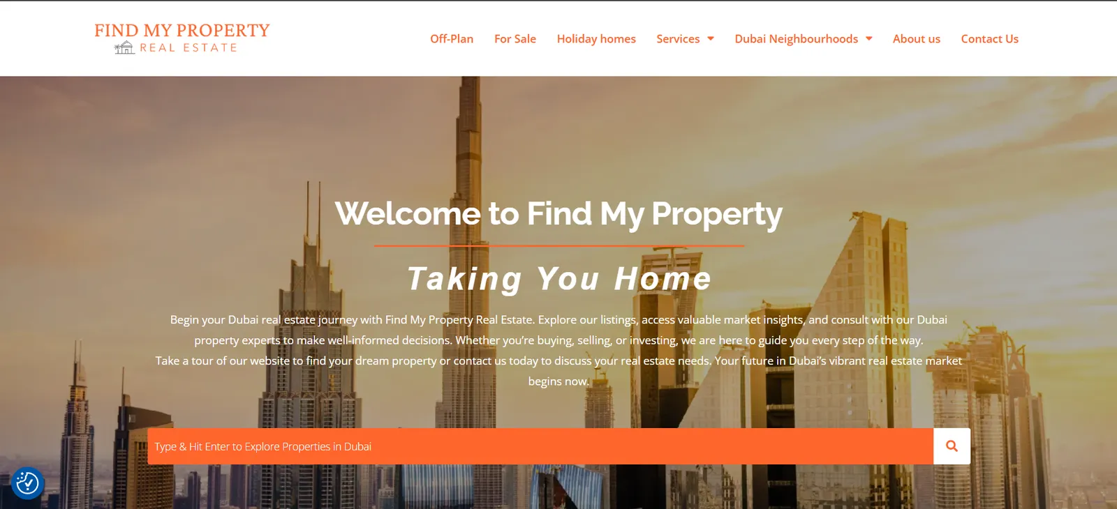 طراحی سایت Find My Property — دبی — وبسو